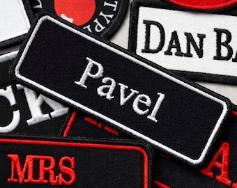 Custom Embroidered Name Patch – Rectangular 1 Line Name Tag | Sew-On or Iron-On Biker Embroidery