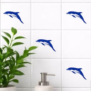 Vinilos decorativos de delfines - Olas de playa, decoración náutica (24 unidades, 10 x 5 cm)
