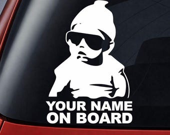 Baby On Board Sticker- Personalised With Any Name - Car Decal, Window Sticker