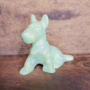 L.E. Smith Carnival Jadeite Scottie Terrier Dog Figurine - 2 7/8&quot; Tall - Vintage Glass