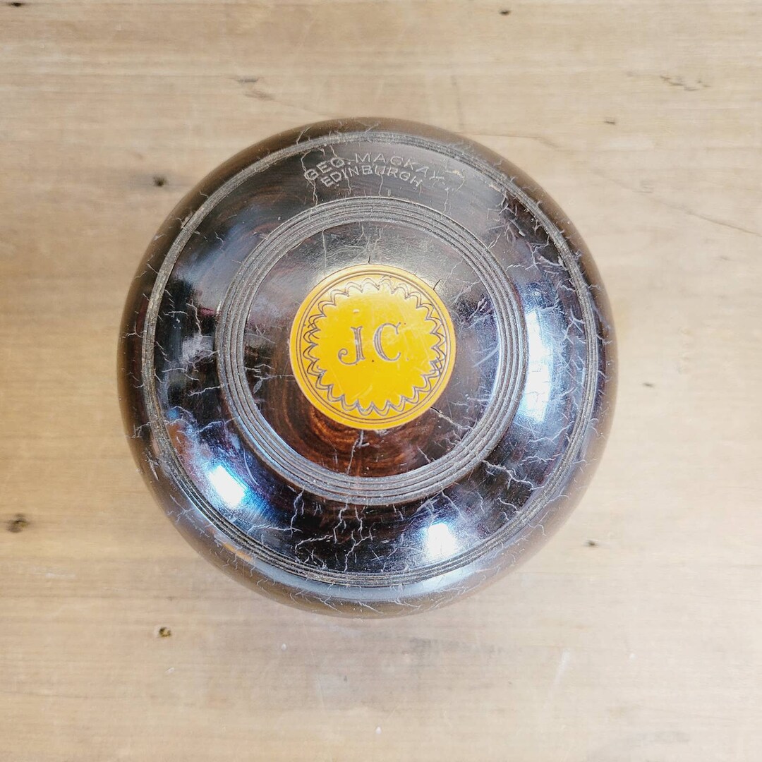 Antique Wooden Lawn Bocce Bowling Ball Monogrammed Etsy