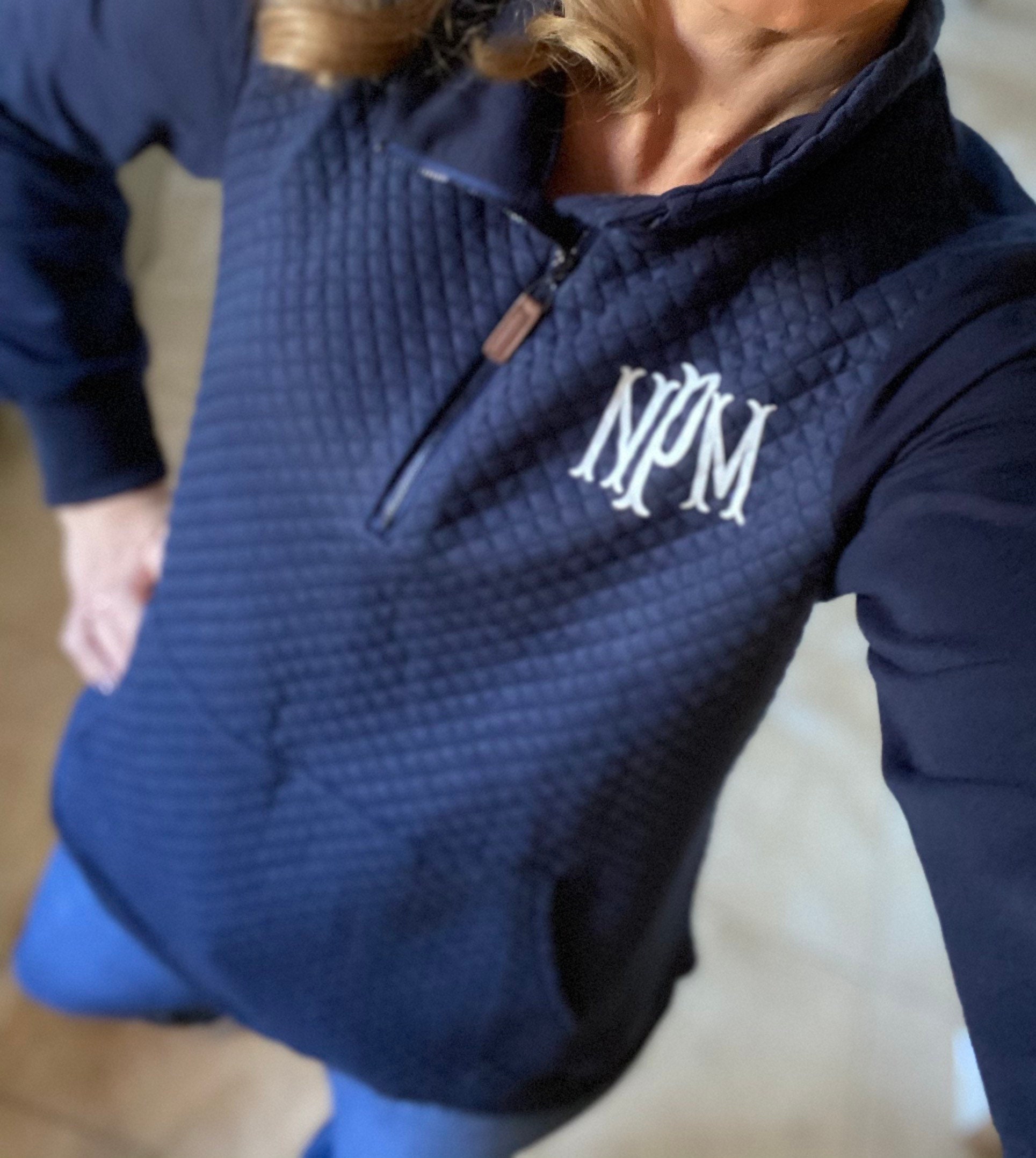 monogrammed quilted pullover tunic