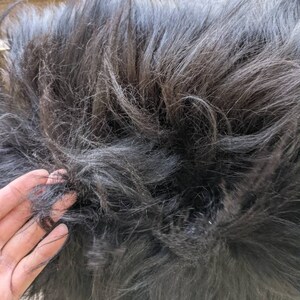 Black Sheepskin, 43&quot; Premium, sheepskin rug, Deep-pile, Icelandic. 100% Natural, not dyed, ecological tanins