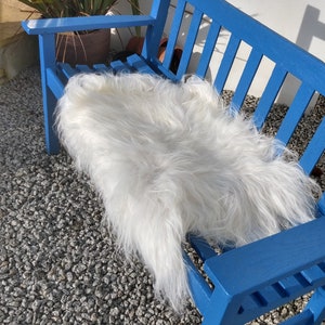 White Luxurious Sheepskin, 39&quot; Long, sheepskin rug, Deep-pile, Icelandic. 100% Natural, not dyed, Ecological Tanins