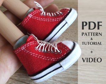 Puppet Sneakers - High-Top Shoes for a Marionette - PDF Pattern + Tutorial + Video