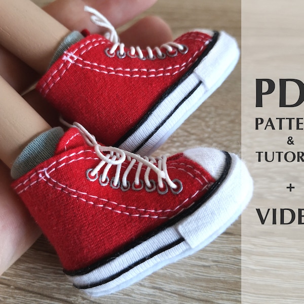 Puppet Sneakers - High-Top Shoes for a Marionette - PDF Pattern + Tutorial + Video