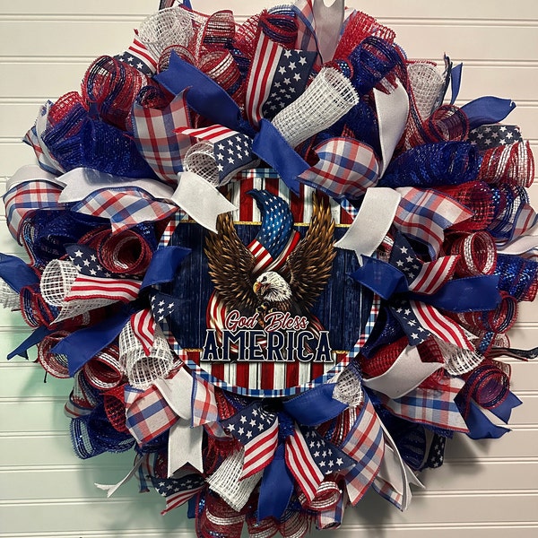 Eagle America Wreath, Patriotic, Flags, Memorial Day, 4th of July, Veterans Day