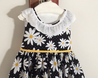 Black Daisy toddler dress