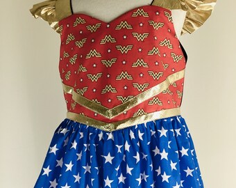 Super Hero Girls dress with Gold Lame