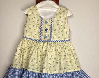 READY to SHIP Yellow flowered toddler dress
