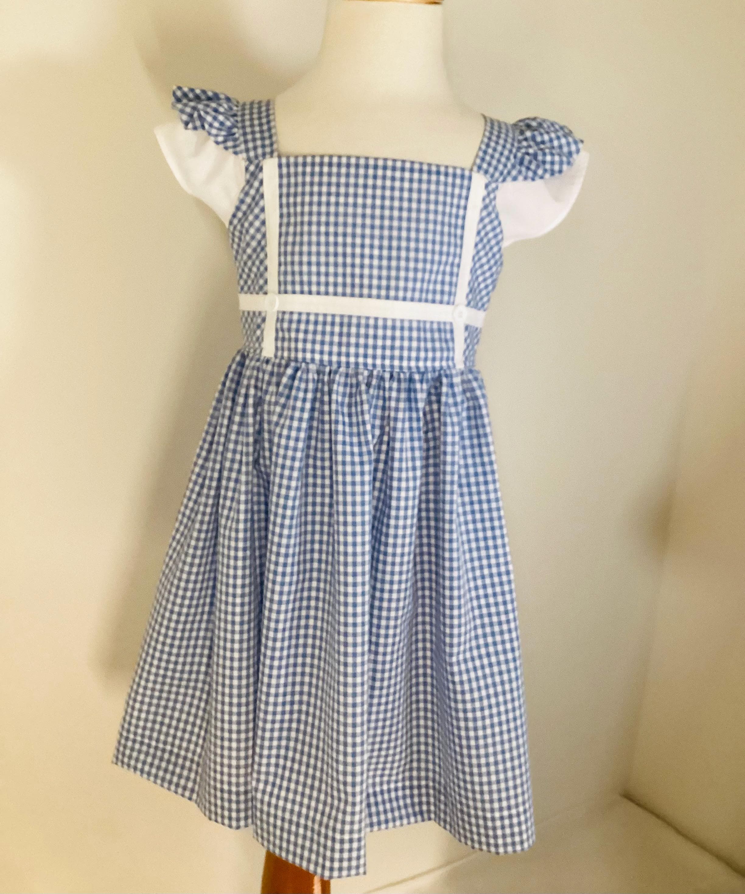 blue dress dorothy Toddler Dorothy Cosplay Costume, Blue Checkered Girl Dress, Wizard Toddler Frock, Halloween, Birthday Party Dress
