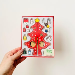 Mini Wooden Christmas Tree, Desk Christmas Tree with Decorations