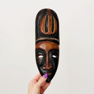 Scultura di uomo africano, scultura in legno intagliata a mano, maschera africana, decorazione da parete