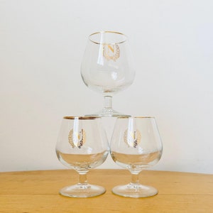 Taças de conhaque Napoleão, taças de conhaque, copos com monograma, copos de conhaque, utensílios de bar vintage