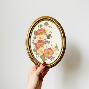 Vintage Framed Print, Floral Print, Oval Picture