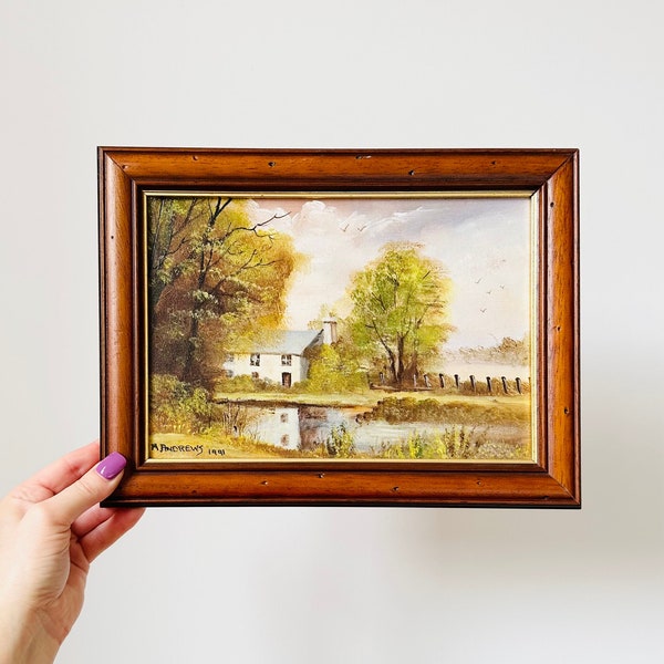 Vintage Oil Painting, Landscape, Original Signed Art, Framed Oil Painting