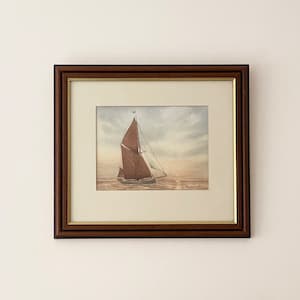 Original Watercolour Painting, Sailing Boat, Nautical Framed Painting, Vintage Art
