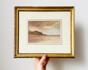 Antique Watercolour Painting, Landscape, Coastal Home Decor, Original Art