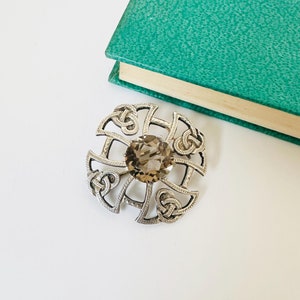 Sterling Silber und Rauchquarz Brosche, Scottish Schmuck, Geschenk für sie