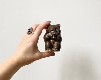 Royal Copenhagen Porcelain Bear Figurine, Design by Knud Kyhn, Hand-Painted Bear