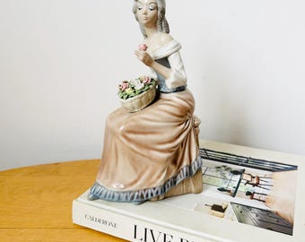 Porzellanfigur Tengra Valentina Frau mit Blumen, Spanierin 1970er Jahre