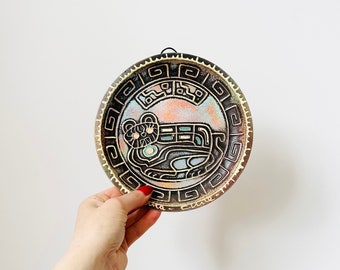 Handmade Wall Plate, Small Hand-painted Wall Plaque, Cat, Abstract Wall Hanging, Wall Decor