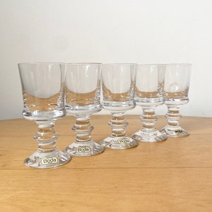 Signe Persson-Melin for Boda liquer glasses, Set of 5 Handmade glasses, Vintage Glasses, Sherry glasses, Liquor Glasses