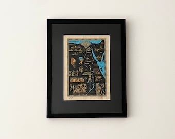 額入りエジプトのパピルス絵 - Etsy 日本