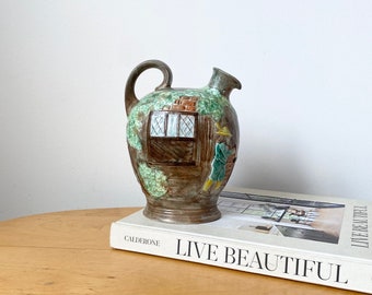 Vintage Burslem Ceramic Jug with Tavern Pattern, England