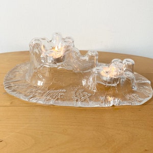 Muurla Volcano Tea light holder, Scandinavian Glass Candle Holder, Glass votive tea light holder, Muurla Finland Art Glass image 1