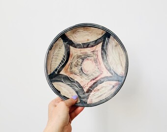 Hand-Carved African Soapstone Bowl, Boho Decor (9 1/4")