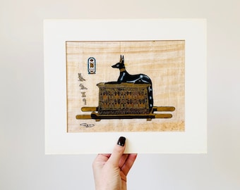 Vintage Papyrus Painting ANUBIS ancient Egyptian God of the dead