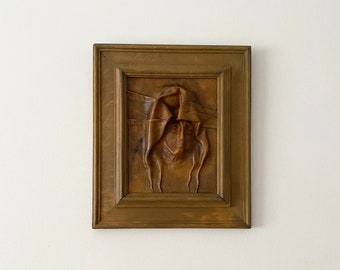 Jungfrau heiraten 3D Relief Kunstwerk, braunes Leder gerahmt religiösen Wandbehang