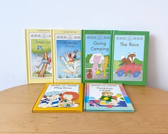 Vintage boek voor kinderen, leer nieuwe woorden, set van 6 boeken