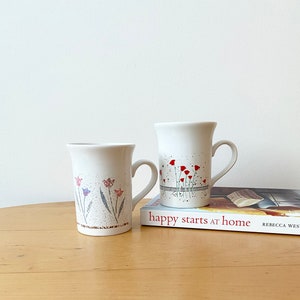 Vintage Tea Mugs, Pair of Floral Mugs, Coloroll Mugs, Coffee Mugs
