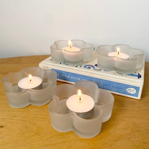 Vintage IKEA glazen theelichthouders, set van 4, Scandinavisch glas