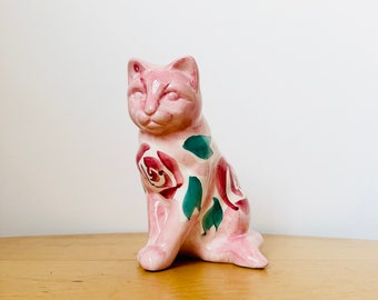 Hand-painted Ceramic Cat, Handmade Cat figurine, Gift for Cat Lover