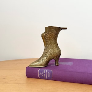 Ornate Brass Victorian Style Bootie, Ashtray, Brass Shoe, Brass Vase