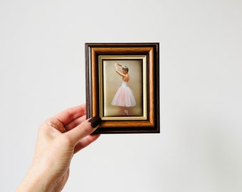 Vintage framed satin ballerina picture, Consort Pictures, Made in Ireland