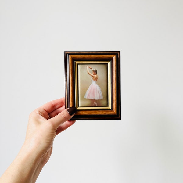 Vintage framed satin ballerina picture, Consort Pictures, Made in Ireland