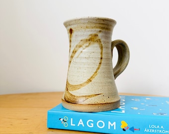 Vintage Stoneware Mug, Handmade Pottery Mug, Beige Mug