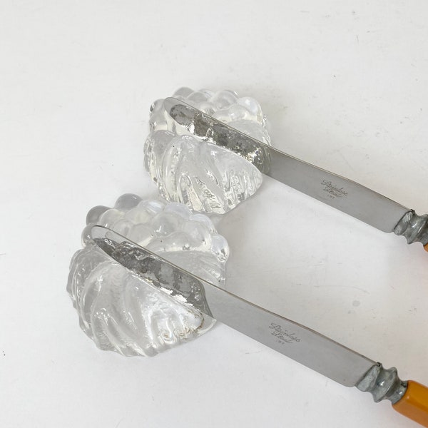 Glass Knife Rests, Set of 2 Provence Crystal Swedish, Royal Korona, Table Accessory