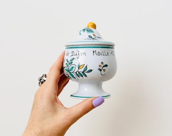 French Vintage MAILLE Mustard Pot, Classic Dijon Mustard Ceramic