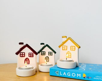 Set of 3 House Shaped Tea Light Holders