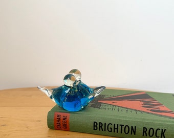 Glass Lovebirds, Pair of Birds, Blue Glass Bird, Glass Bird Paperweight, Handmade Birds, Glass Sculpture, Art Glass