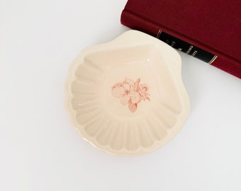 Vintage Honiton Pottery Scallop Shell Shaped Dish, Shell Soap Bowl, Pink Shell Dish