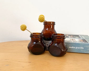 Vintage Bovril Bottles, Amber Glass Jars, Set of 3 Rustic Glass Bottles, Rustic Home Decor