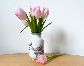 Chinese Famille Rose Vase, Vintage Chinese Porcelain Vase, Bird And Flowers, Hand Painted, Home Decor, JINGDEZHEN