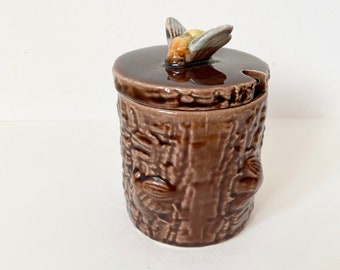 Vintage Honey Pot, Beehive Honey Jar, Portuguese Secla Pottery
