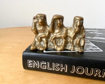 Brass three wise monkeys, Paperweight, See no evil, hear no evil, speak no evil